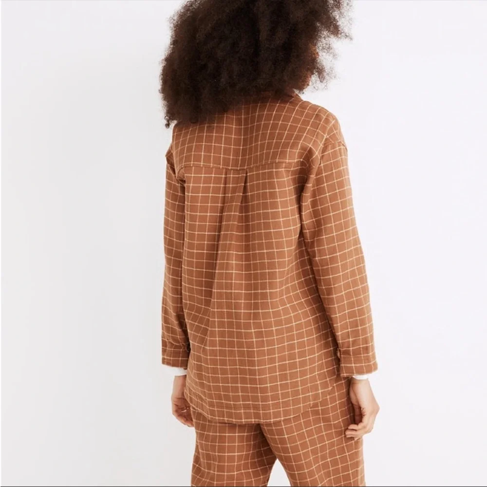 MADEWELL Waffleback Shirt Jacket Windowpane Rust Orange Flannel - Picture 3 of 6